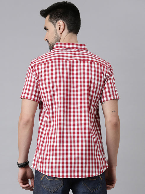 Red Checks Short Sleeves Shirt