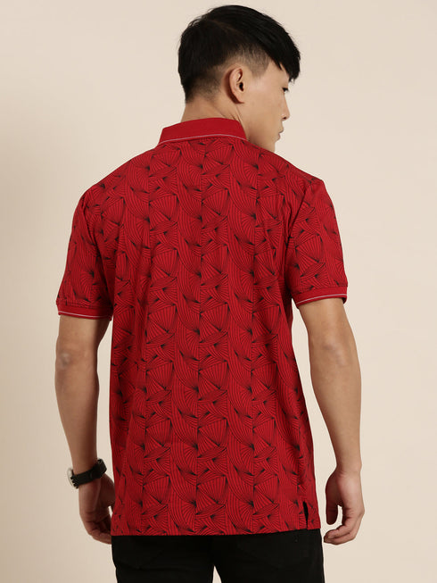 Red Printed Polo T-shirt