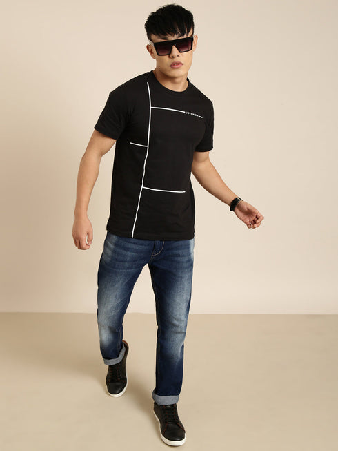 Black Printed Crew Neck T-shirt