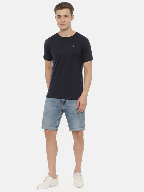 Navy Blue solid Crew Neck T-shirt