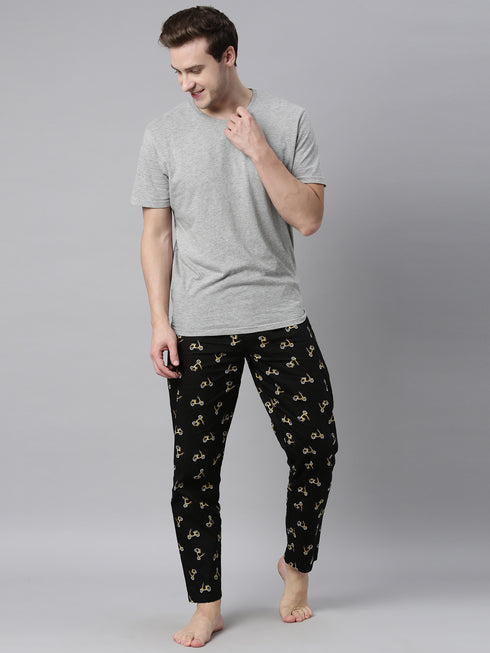 Black Printed Lounge Pant