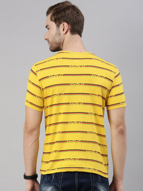 Yellow Printed Crew Neck Tshirt