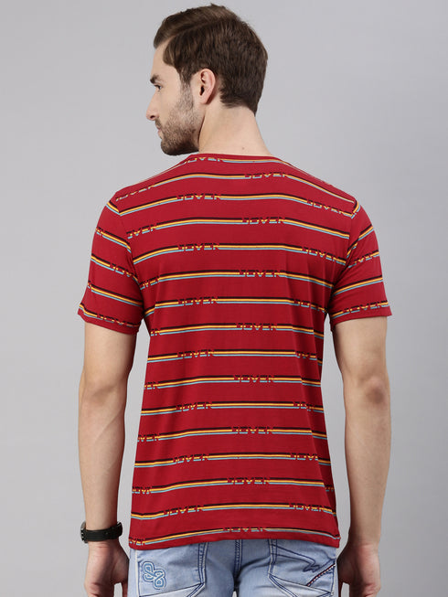 Red Printed Crew Neck Tshirt