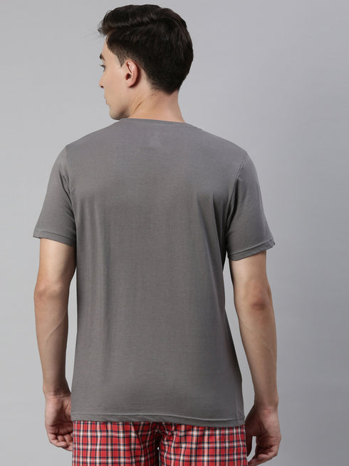 Grey Solid Crew Neck T-Shirt
