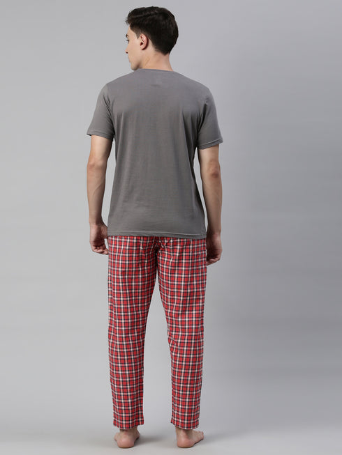 Grey & Red Assorted Night Suit