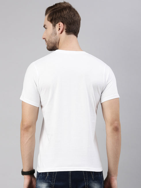 White Printed Crew Neck Tshirt