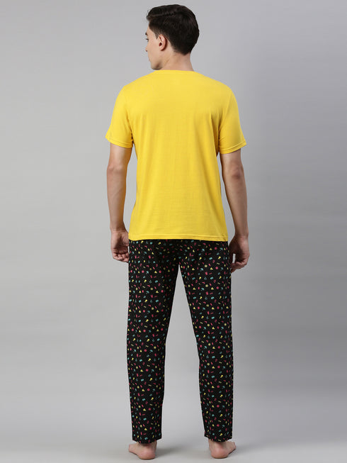 Yellow & Black Assorted Night Suit