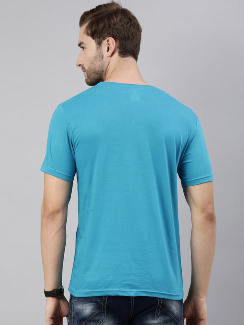 Blue Printed Crew Neck Tshirt