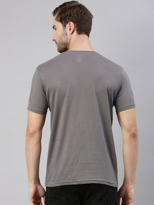 Grey Printed Crew Neck Tshirt
