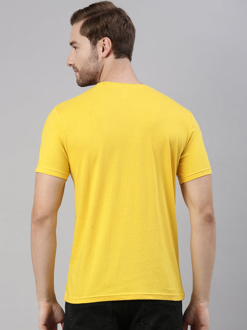 Yellow Printed Crew Neck Tshirt