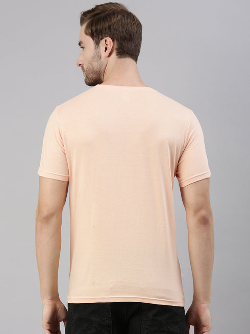 Peach Printed Crew Neck Tshirt