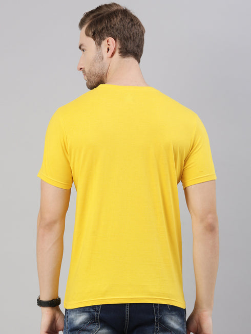 Yellow Printed Crew Neck Tshirt