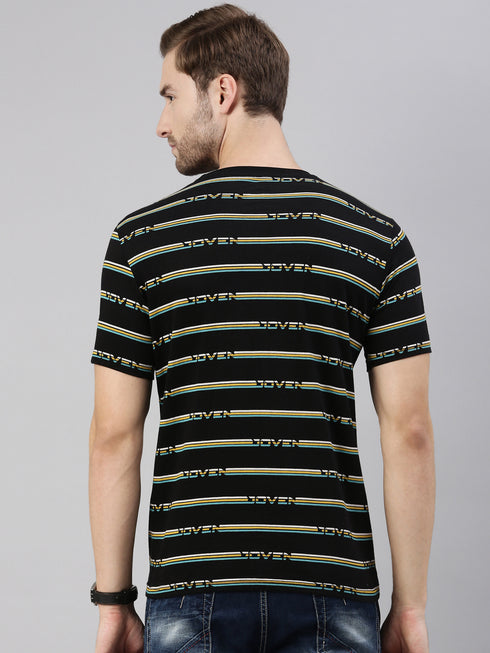 Black Printed Crew Neck Tshirt