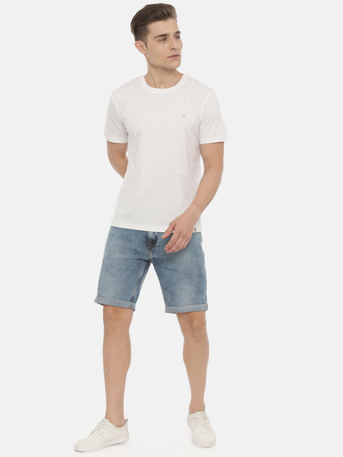 White Solid Crew Neck Tshirt
