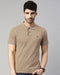 Beige Solid Polo T-Shirt