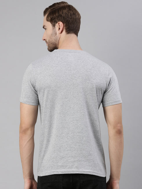 Grey Printed Crew Neck Tshirt