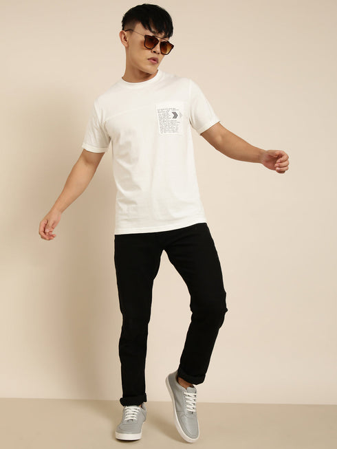 White Printed Crew Neck T-shirt