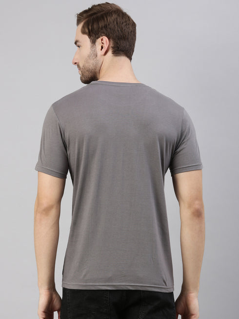 Grey Printed Crew Neck Tshirt