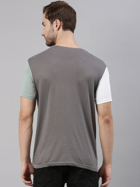 Multicolour Colourblocked Crew Neck Tshirt