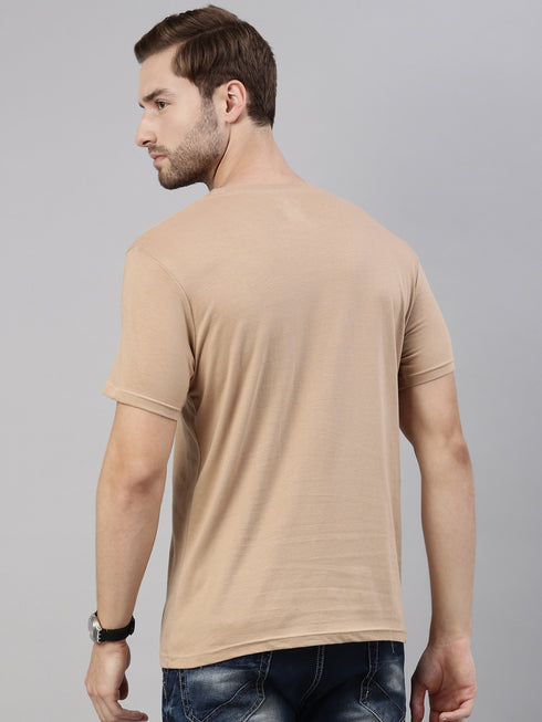 Brown Printed Crew Neck Tshirt