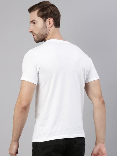 White Printed Crew Neck Tshirt