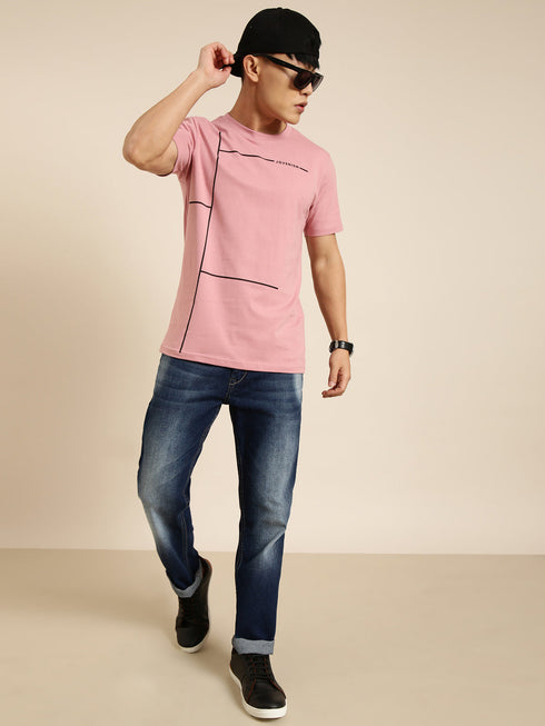 Pink Printed Crew Neck T-shirt