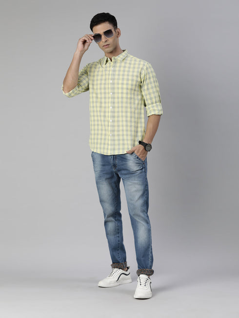 Yellow Checks Full Sleeves Shirt