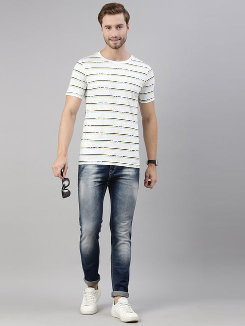 White Printed Crew Neck Tshirt