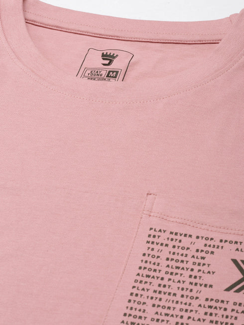 Pink Printed Crew Neck T-shirt