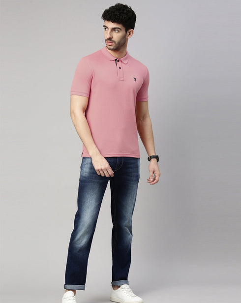 Dusty Pink Solid Polo T-shirt