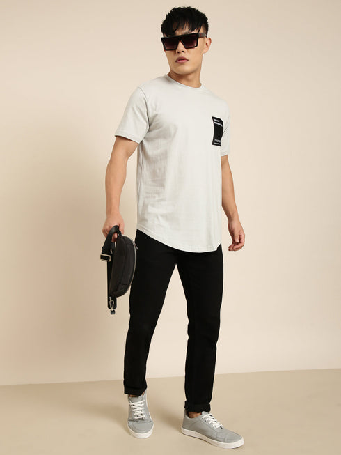 Grey Printed Crew Neck T-shirt