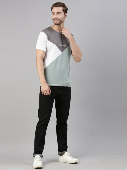 Multicolour Colourblocked Crew Neck Tshirt