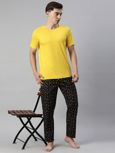 Yellow & Black Assorted Night Suit