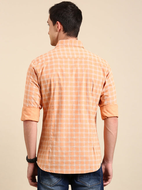 Orange Checks Full Sleeves Shirt