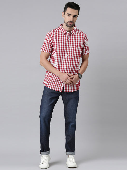 Red Checks Short Sleeves Shirt