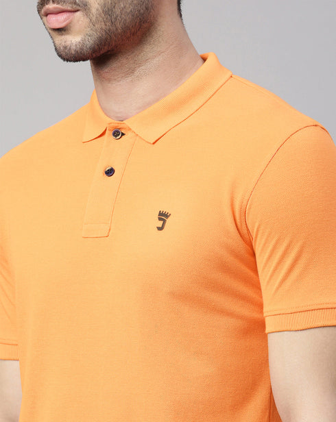 Orange Solid Polo T-shirt