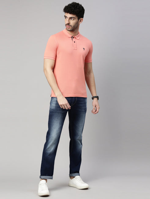 Peach Solid Polo Tshirt