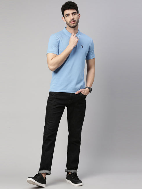 Sky Blue Solid Polo T-Shirt