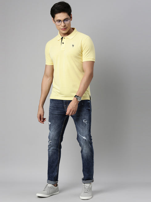 Yellow Solid Polo T-Shirt