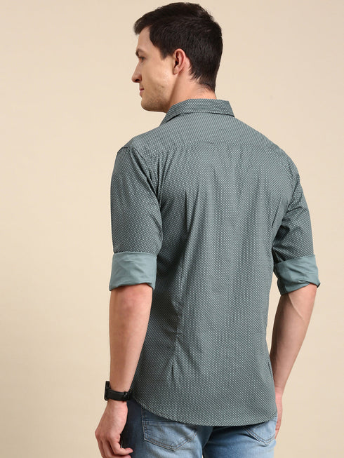 Green Printed Full Sleeves Shirt