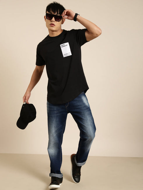 Black Printed Crew Neck T-shirt