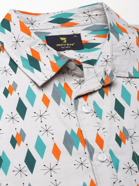 Grey Printed Full Sleeves Shirt