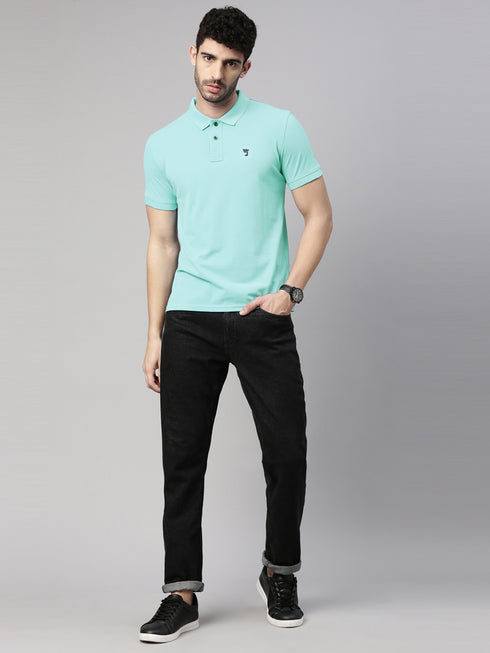 Sea Green Solid Polo Tshirt