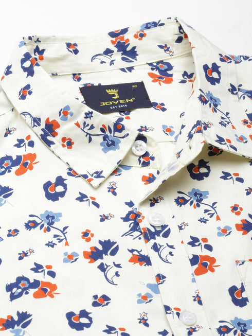 Beige Printed Full Sleeves Shirt