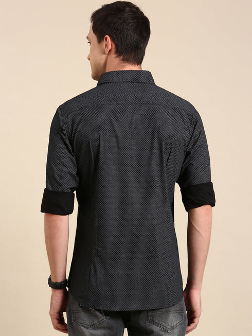 Black Printed Full Sleeves Shirt