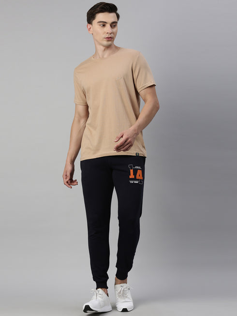 Plain Beige Short-Sleeved T-Shirt.