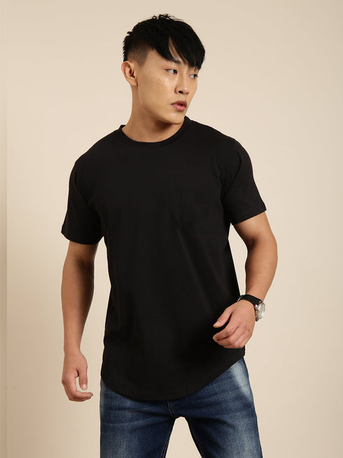 Black Printed Oversized Crew Neck T-shirt