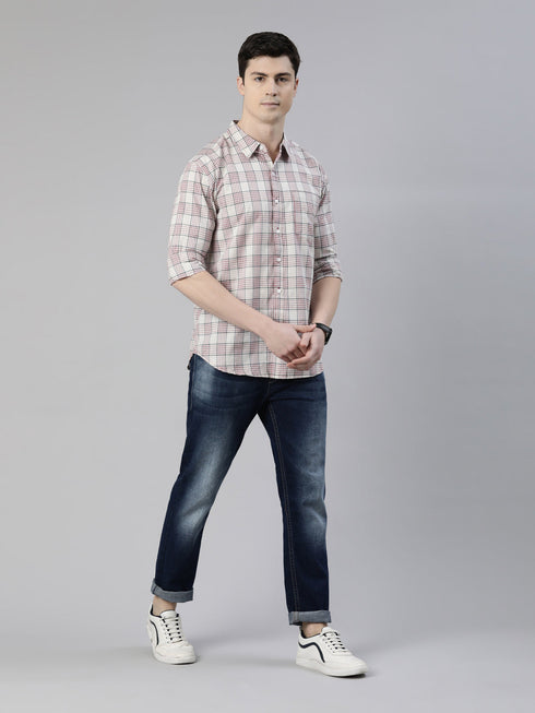 Beige Checks Full Sleeves Shirt