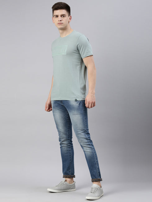 Green Printed Crew Neck Tshirt