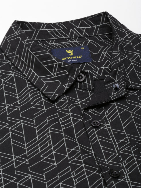 Black Printed Full Sleeves Shirt